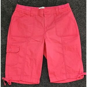 St John's Bay Coral‎ Bermuda Shorts Women's Size 4 Tie Hem Utility